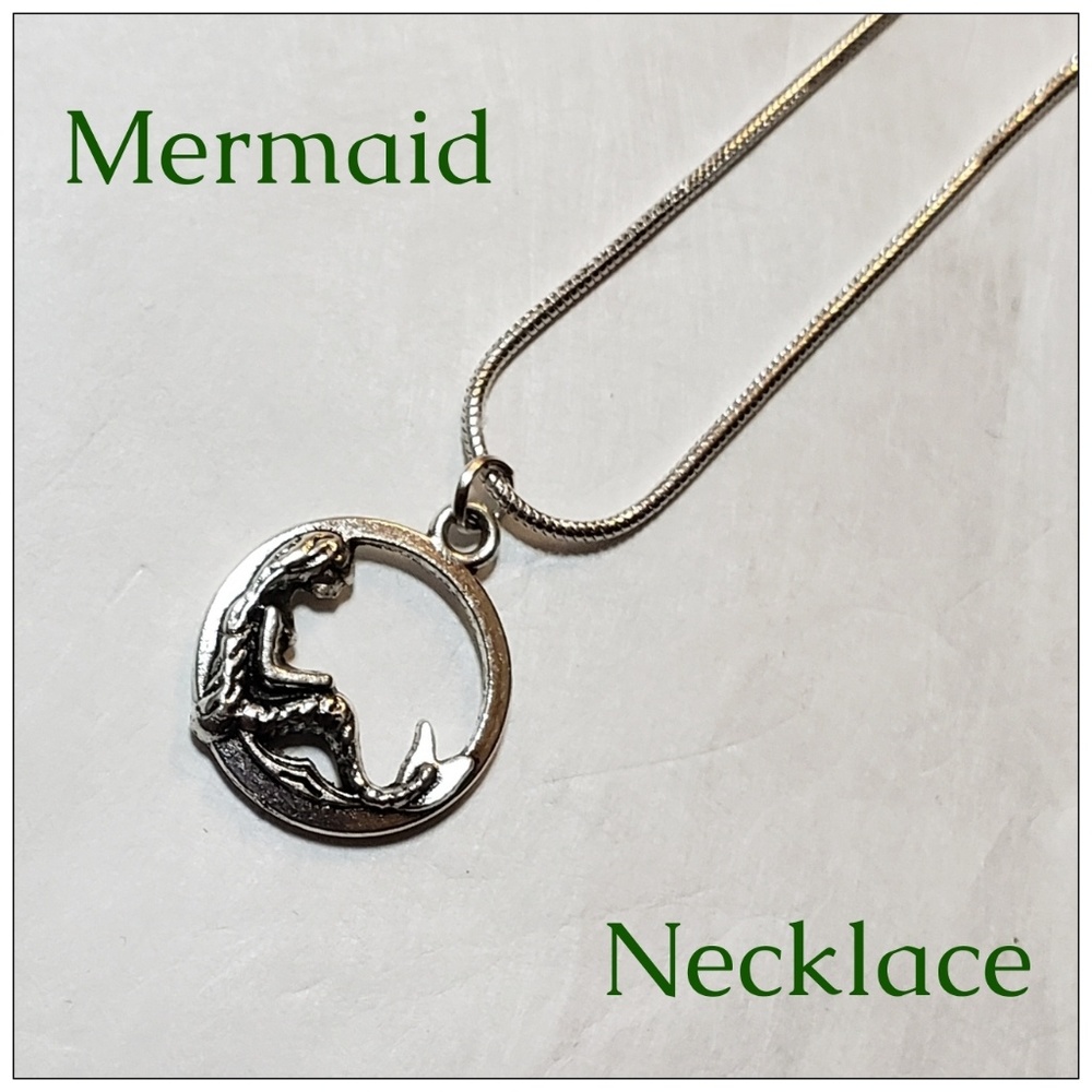 Silver Tone Mermaid Pendant on a .925 Silver Chain